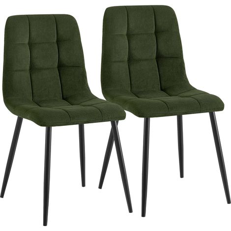 Set de 2 sillas de comedor Antibes de pana Verde
