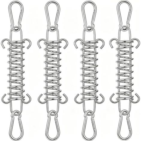 Lot de 4 ressorts oscillant pour fauteuil suspendu - Ressort de suspension en acier inoxydable avec émerillon rotatif à 360° et mousqueton - Charge maximale de 250 kg - Crochet de plafond pour hamac (1/5)