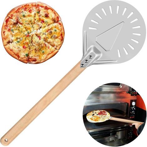 7\" Pizza tournage pelle Pizza pagaie serveur de Pizza spatule à gâteau avec poignée en bois pour Pizza Pierre Grill au four tartes à pain biscuits outil de cuisson à gâteau fournitures de cuisine (1/5)