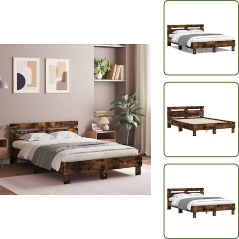 The Living Store Cadre de lit sans matelas chêne fumé 120x200 cm - Cadre De Lit - Lit Double - Lit En Bois - Lit Design - Literie