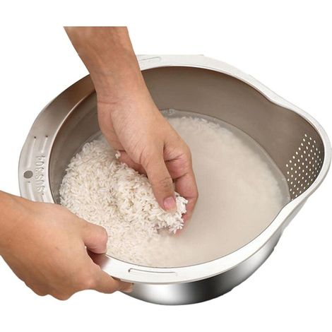 Passoire pour Laver Le Riz, Bol à Riz en Acier Inoxydable, Bol à Riz en Acier Inoxydable, passoire à légumes, passoire à Riz pour Laver Le Riz et Les légumes