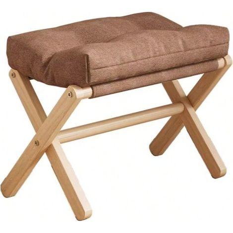 Petit Pouf, Chaise avec Siège Rembourré en Éponge, Repose-Pieds, Tabouret Bas en Bois pour Chambre à Coucher, Salon, Entrée, 46×30×44CM,Marron foncé (1/2)
