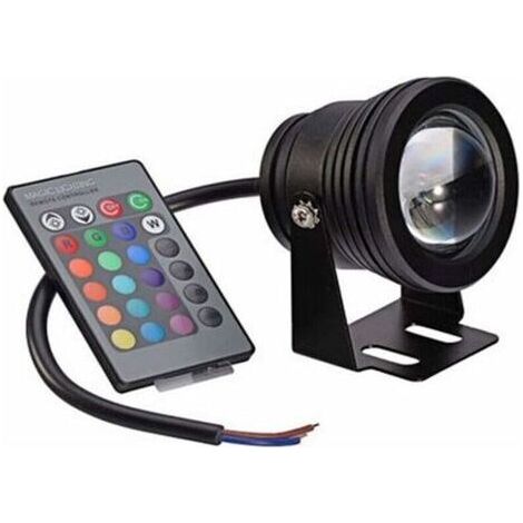 FENOPLASTICASource de lumière LED pour piscine avec télécommande, lumière sous-marine à changement de couleur pour aquarium (coque noire RVB) 10 W [Classe énergétique A] (1/4)