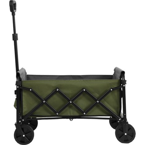 Lightweight Portable Heavy Duty Folding Beach Wagons with Wheels - Outdoor Utility Carts for Grocery, Camping, Shopping, Sports, Garden with Large Capacity -Army green