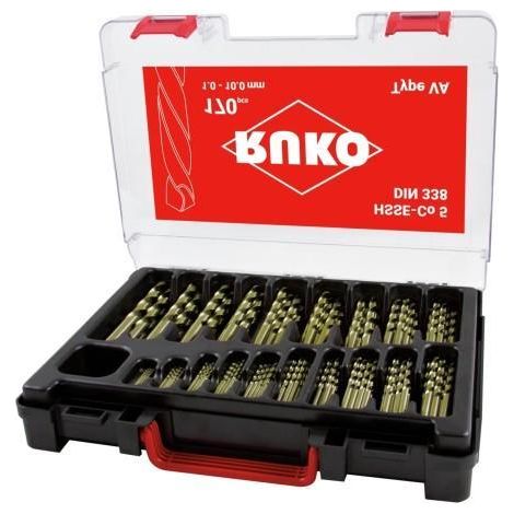 Cargador  de brocas  helicoidales DIN  338 TipoN  1-10mm aumentando  en 0,5mm  HSS-Co5 170  piezas RUKO