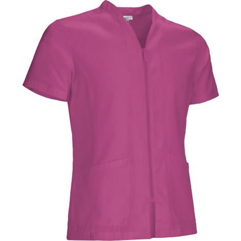 Blusón de trabajo de mujer con cremallera y bolsillos delanteros en tejido sarga OSLO M Rosa magenta