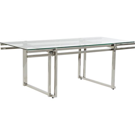 Table Café Inox Verre 120X60X45 Argenté (1/5)