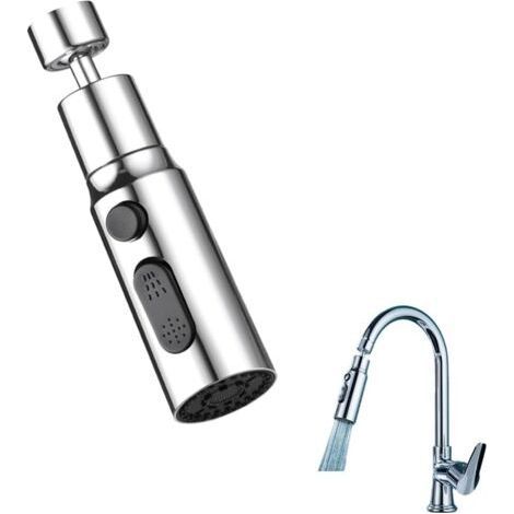 Kitchen Faucet Spray Head, 3 Modes Breeze Jet Nozzle Tap with Aerator Shower Head Kitchen Sink 360 Degree Kitchen Mixer Tap with Shower Head for Bathroom Sink Tap (Silver) (1/5)