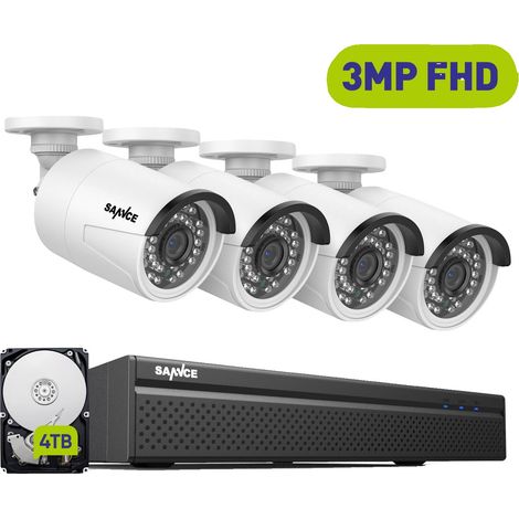 Sistema di videosorveglianza CCTV, risoluzione 3MP, facile configurazione PoE, 4 unità da 4TB (1/2)