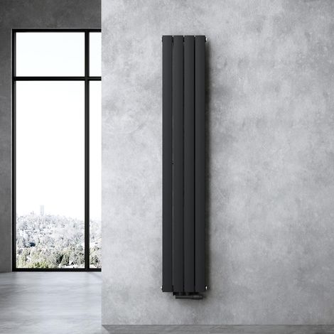 doporro Calefacción de baño 180x31cm Radiador de panel antracita para conexión central vertical de una capa