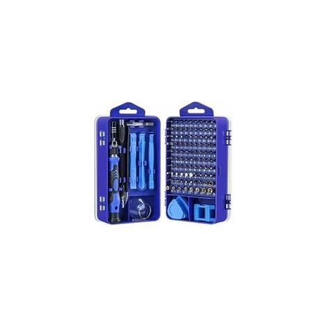 [JAMAIS UTILISÉ]Kit Tournevis de Précision Magnétique 115 en 1, Portable Mini Tournevis Outils de Réparation pour Demontage PC Portable, Smartphone, Montre, Lunettes, Ordinateur (Blue) (1/5)