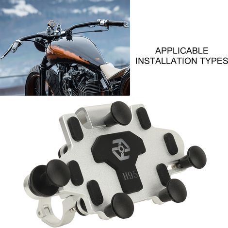 GARRYFIZH Support Téléphone Moto Alu, Réglable 540°, Blanc (1/5)