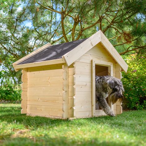 Cuccia per cani in legno da esterno - 76 x 99 x H80 cm - taglia S - per cani di piccola taglia - tetto impermeabile - Timbela M401-1