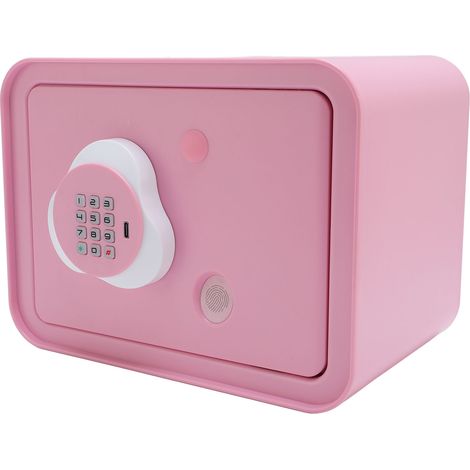 Tirelire pour enfants multifonctionnelle rose, à défilement automatique et déverrouillage par empreinte digitale, grande capacité. (1/5)