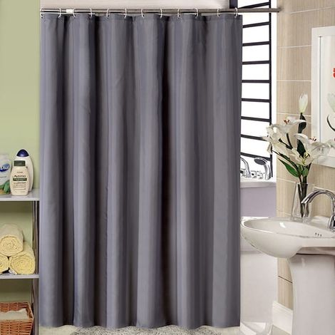 Rideau de douche épais, résistant à l'eau et aux moisissures, gris foncé, 180200cm, Rideau de douche en polyester épais, rideau imperméable uni (1/3)