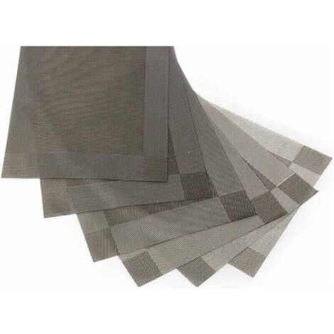 (Gris, 30 x 45 cm) Lot de 6 sets de table lavables en PVC antidérapant, respectueux de l'environnement, - Tapis de cuisine