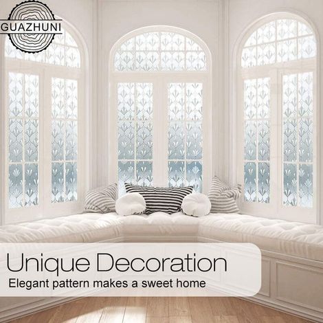 Static Cling Window Film, Non-Adhesive Privacy Window Film Blackout Reusable Frosted Opaque Flower Pattern, Home Office Bathroom Bedroom Kitchen50x200CM
