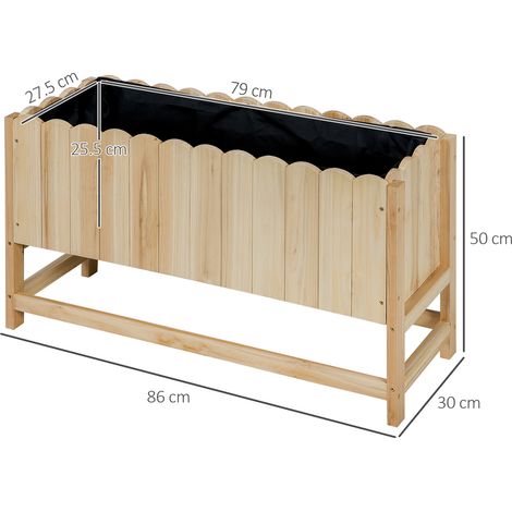 Pot vertical en bois pour extérieur, avec trous de drainage et doublure, 86 x 30 x 50 cm (1/5)