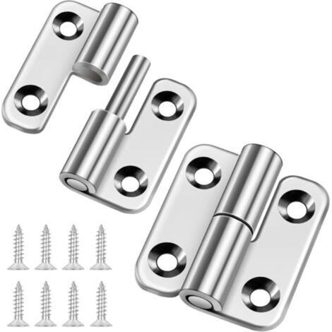 Lot de 2 charnières amovibles de 3,8 cm, petit drapeau à joint coulissant, charnière de porte en acier inoxydable 304, pour droitier (1/5)