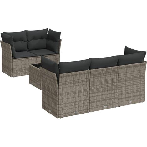 Maison Exclusive - 6-tlg. Garten-Sofagarnitur mit Kissen Grau Pol