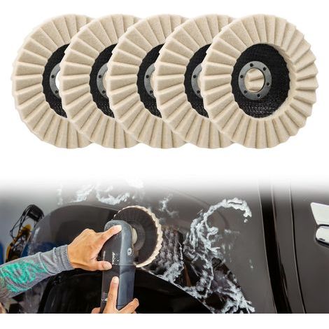 Lot de 5 disques de polissage 125 mm x 22,2 mm, disques de polissage en feutre, disques de polissage en feutre, disques de polissage flexibles pour meuleuse d'angle, pour meuleuse d'angle, pour (1/5)