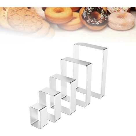 Lot de 5 Emporte-pièces, Acier inoxydable, Forme rectangle, Tailles variées, Cuisine et pâtisserie (1/5)
