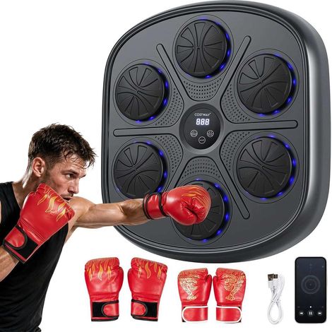 42x42 cm Machine de Boxe Musicale 9 Modes 10 Vitesses Entraînement Réaction Fitness Maison Adulte Enfant (1/5)