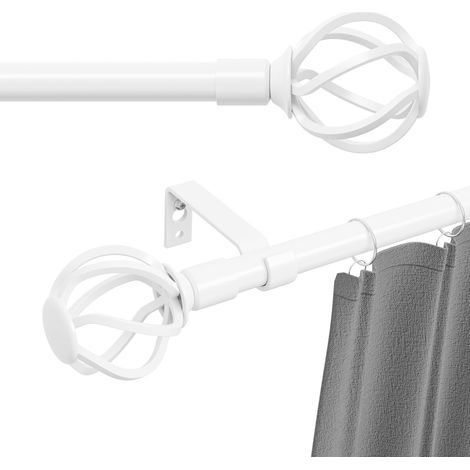 1 - Tringle à Rideau - Embout Torsadé - Métal Blanc Mat - Réglable 68x157cm - Pour Fenêtre Salon Cuisine (1/5)
