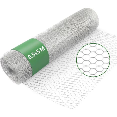 Wiltec Rete metallica per recinzione, voliere, gabbie, rete zincata 5 x 0,5 m, maglia esagonale da 13 mm, in acciaio zincato, resistente alle intemperie