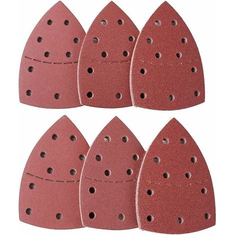 Lot de 60 Feuilles Abrasives, Papier de Ponçage Triangles 11 Trous 40 60 80120 180 240 Idéal pour Ponceuse (1/5)