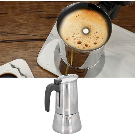 Cafetière Moka en acier inoxydable 430, cafetière d'extérieur, compatible avec les plaques à induction, 2 tasses (1/5)
