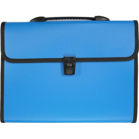 Carpeta A4 con asa, 12 compartimentos, azul