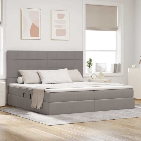 Aufbewahrungsbett mit Matratze Taupe 200 x 200 cm Polyester (1/5)