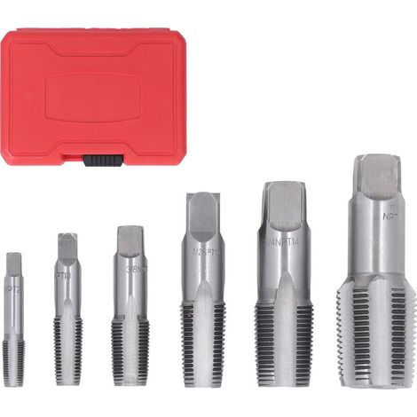 Kit D'outils de Taraudage NPT 6 Pièces, Jeu de Tarauds en Acier au Carbone pour Tuyaux en PVC, Forets en Acier pour Nettoyer le Refiletage endommagé 1 Po, 3/4 Po, 1/2 Po, 3/8 Po (1/5)