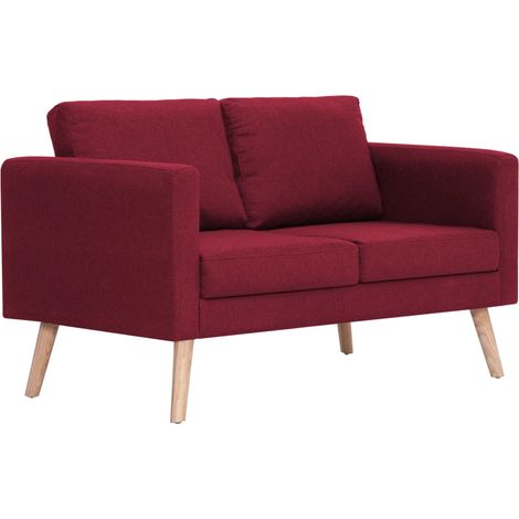 Divano 2 posti per soggiorno interno casa tessuto rosso bordeaux 020018928