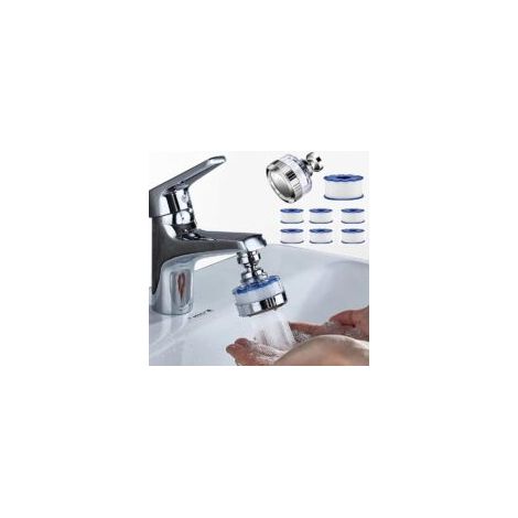 Filtro de agua universal para grifo Crezuo, filtro antical con 6 elementos filtrantes de algodón PP y cabezal rociador giratorio de 360°.