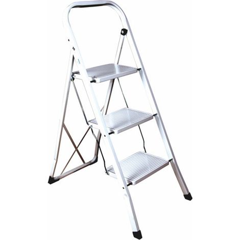 Sgabello con piano largo in acciaio - - Gradini e Altezza: 4 gradini - cm 45x3x141h
