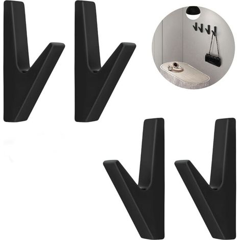 4 Pièces Crochet de Manteau Crochet Porte Manteau Multi-Usages Crochet Manteau Mural Noir Patère Minimaliste Moderne Murale Patere Noir avec Vis pour Cuisine Salle de Bain Chambre Entrée (1/4)