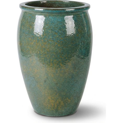 Provencelia Pflanzkübel Bacchus Ø50 cm Höhe 68 cm frostbeständig, keramisch, handgefertigt, Stahlblau (1/3)