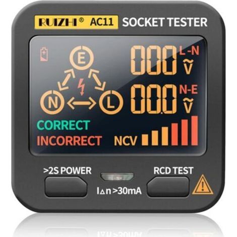 Socket Tester Electrical Circuit Tester with LCD Display Digital Display Socket Tester for Home and Professional Wiring Inspection (1/5)