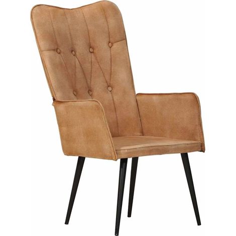 vidaXL Chaise à oreilles Marron Toile (1/5)