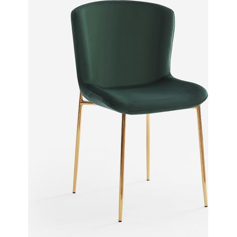Sedia in tessuto di design per sala da pranzo con gambe dorate Virin - Verde