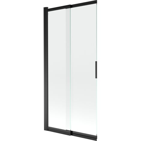 Mexen Fox paravento per vasca da bagno a 2 ante scorrevoli 85 x 150 cm, trasparente, nero - 891-085-002-70-00 (1/5)