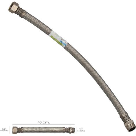 Tubo Termo Flessibile Inox Rinforzato Maschio 1/2" - Femmina 1/2" Lunghezza 400 mm (1/3)