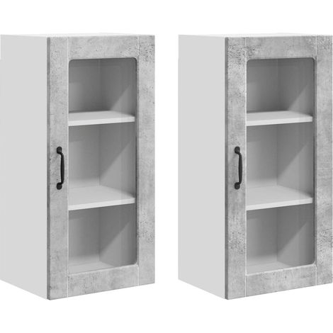 Maison Exclusive - Armario de vidrio para pared LUCCA 2 pcs Gris