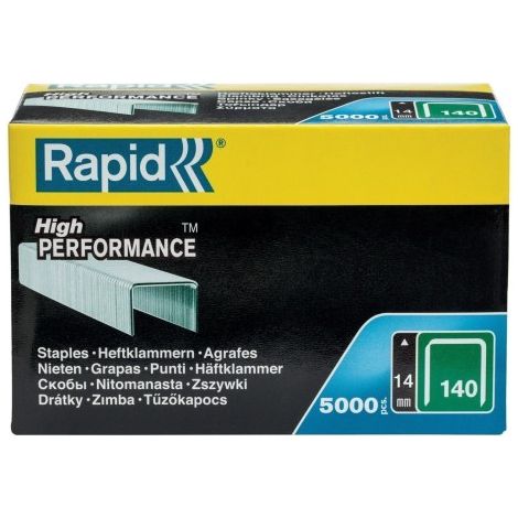 Grapas de alambre plano galvanizado nº 140/14 mm - 5000 piezas - Caja de cartón - RAPID-ISABERG - 11915611
