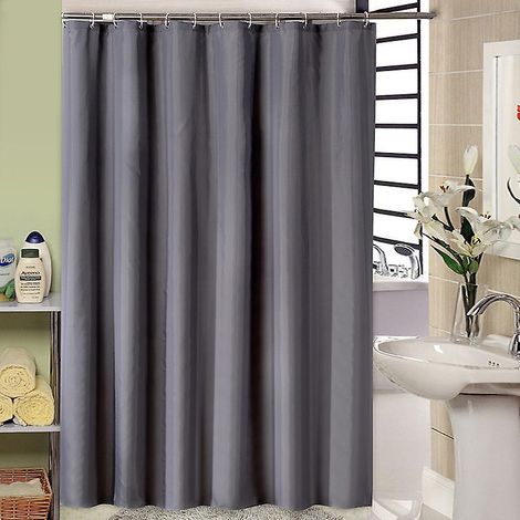 180 X 200cm Rideau De Douche Avec 12 Crochets Schage Rapide(gris Fonc), Tissu Polyester Impermable Lavable En Machine, Rideaux Salle De Bain Rsist (1/4)