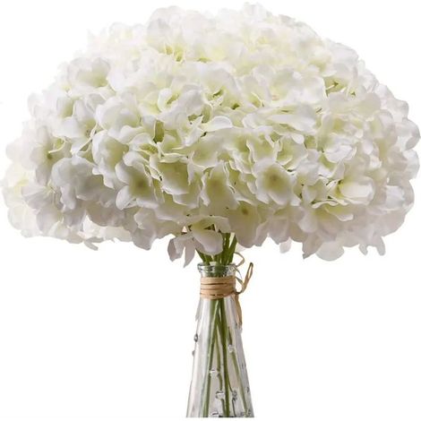 Fleur d'hortensia artificielle, bouquet réaliste d'hortensia en soie à longue tige unique pour mariage, maison, hôtel, décoration de fête, composition florale (blanc) (1/5)