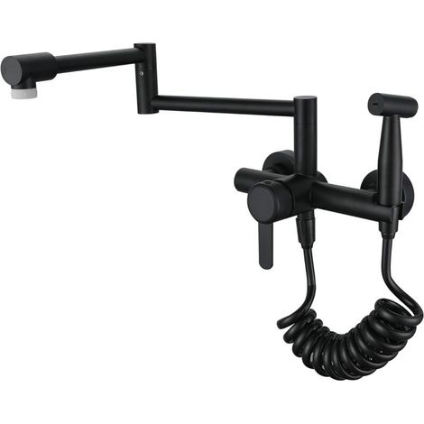 EASYCOMFORT Robinet Mural Cuisine Avec Douchette,Matériau En Acier Inoxydable 304, Mode Double Sortie, Robinet Evier De Cuisine Mitigeur Mural Cuisine Avec Douchette (1/5)