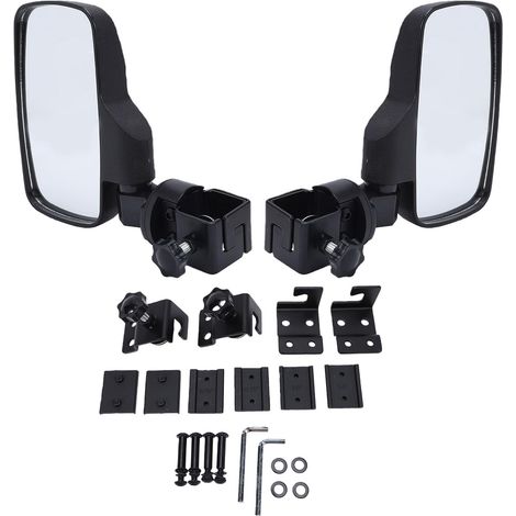 Pair of Universal Side Mirrors for Trolleys, with 360° Rotating Adjustable Clamps for 1 to 1.25 Inch Square Tubes, No Drilling Required (1/5)